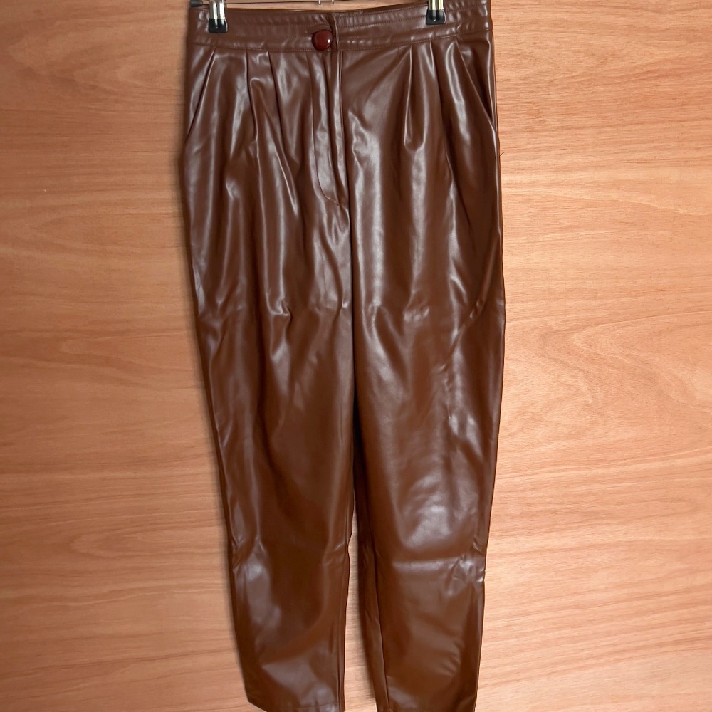 Princess Polly brown vegan leather pants sz 4